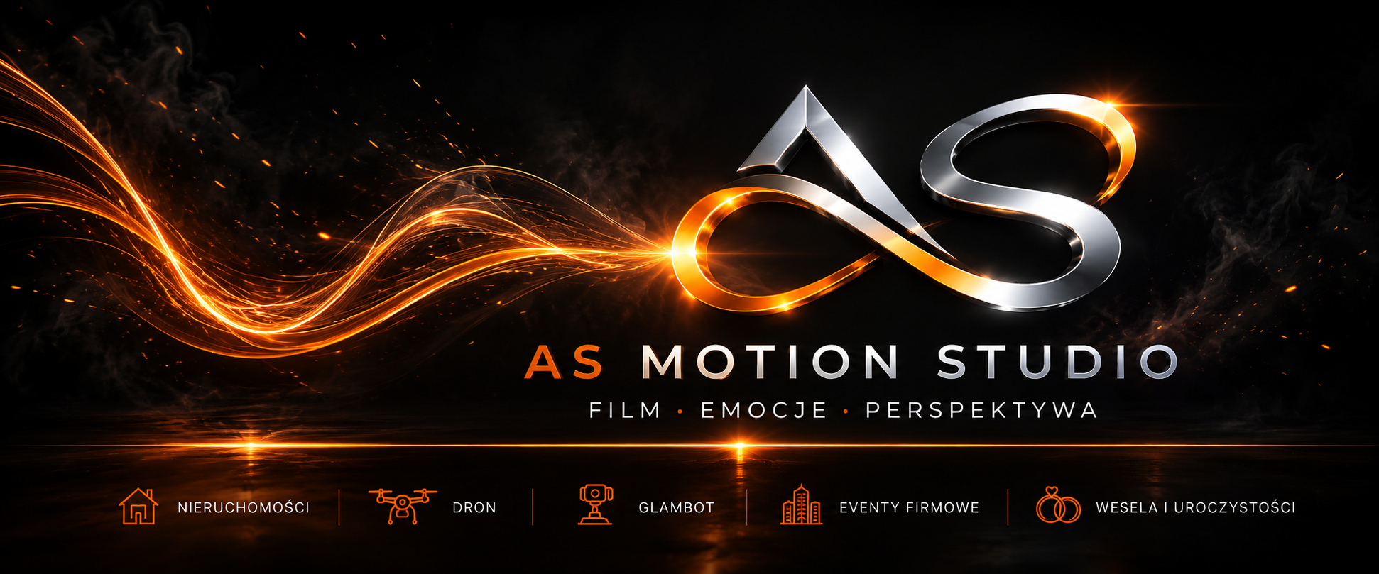 AS Motion Studio – baner, logo firmy filmowej, Film Emocje Perspektywa
